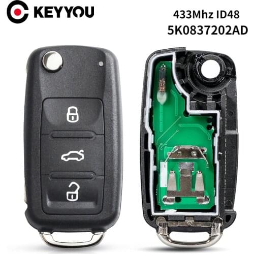 KEYYOU 3BTN Remote Car Key For VW Volkswagen GOLF PASSAT Tiguan Polo Jetta Beetle Car Keyless 5K0837202AD 434MHz ID48 Chip