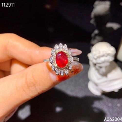 KJJEAXCMY fine jewelry 925 sterling silver inlaid natural adjustable ruby new Female ring exquisite Support test hot selling
