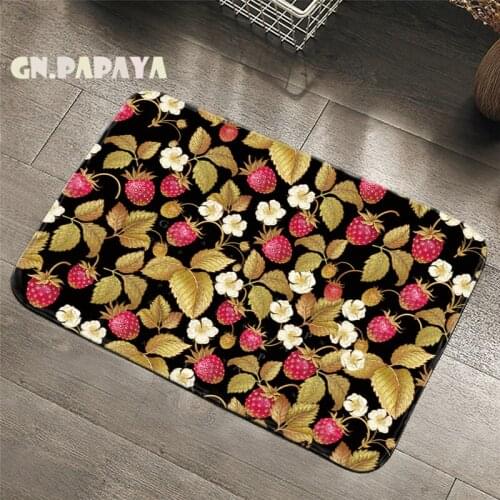 Strawberry macrame mandala Carpet bohemian Bathroom Floor Mats Toilet Rugs Kitchen Area Rug tropical leaf Pad Absorbent Door Mat