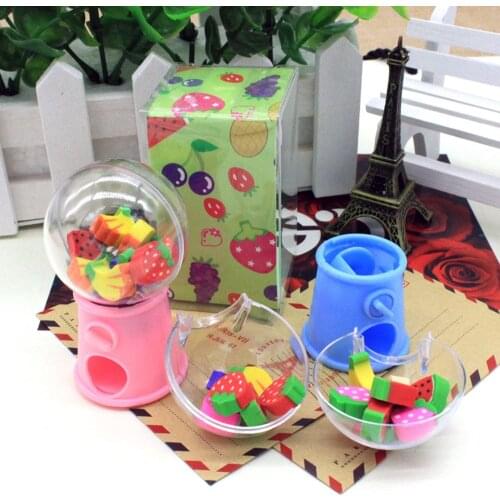 1PC Kawaii Fruit Animal Shaped Machine Eraser Mini Rubber Student Eraser Stationery Kids Gift School Office Correction Supplies