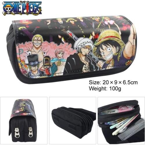 Luffy Law Pencil Case Wallet Double Zippers School Supplies Stationery Boys Girls Gifts