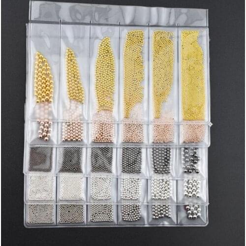 1Bag 6 Sizes Micro Steel Beads Ball Mixed 0.8-3mmGold/Silver/Black/RoseGold/SilverGrey Mini Metal Beads Steel Balls For Nail Art
