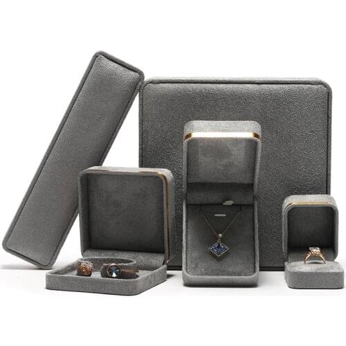 New imitation leather velvet jewelry box pendant box necklace box jewelry earring ring packaging box custom logo