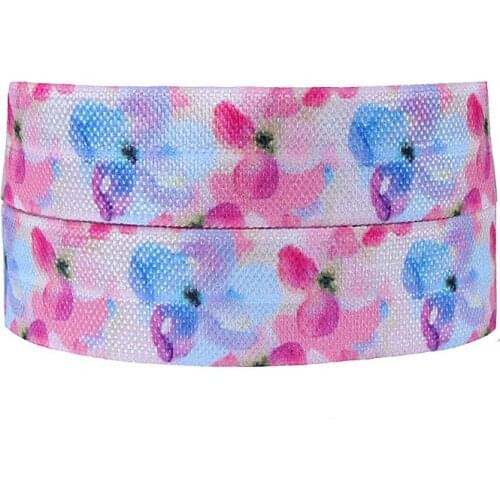 New arrival watercolor flower patterns foe elastic ribbon for women hair ties