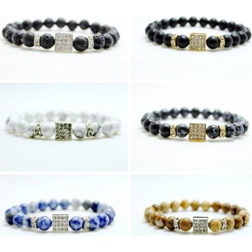 New Arrival Hot Natural Stone Beads & Clear Crystal Bead Bracelet Fashion Jewelry Charm Friendship Bracelets