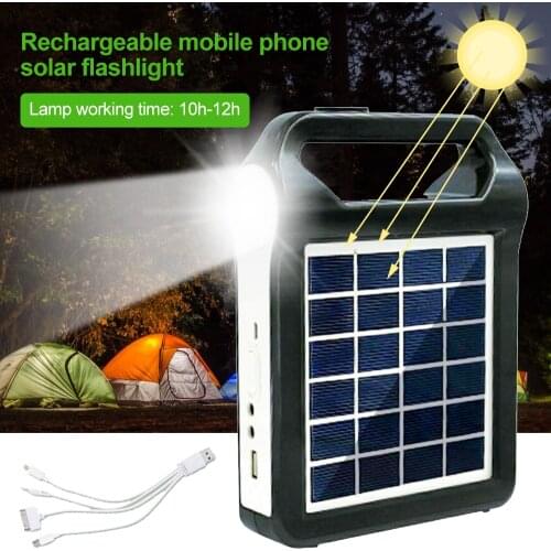 Portable Multi Fucntion Solar Power Panel Generator LED Flashlight Lantern Light USB Charger System Power Bank Phone Charger