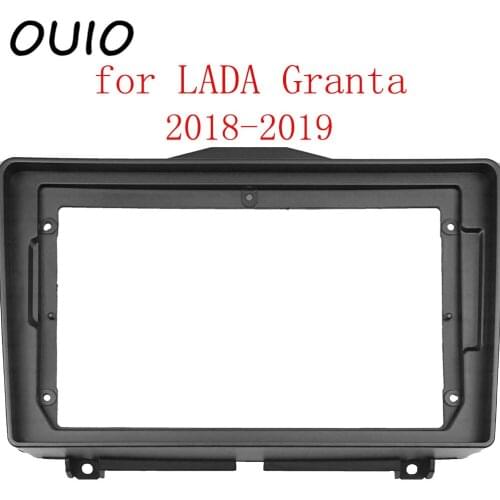 OUIO 9 inch car dashboard Double Din DVD frame decoration kit dashboard panel suitable for LADA Granta 2018-2019 frame