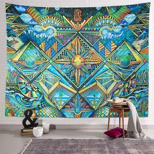Psychedelic Hippie Tapestry Colorful Arabesque Retro Wall Hanging Boho Trippy Wall Art