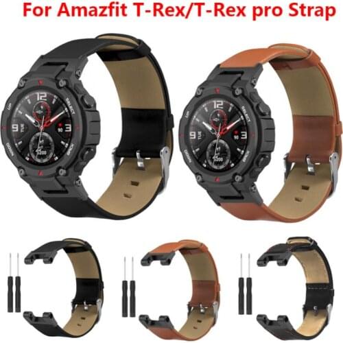 Business Real Leather Loop Bracelet Belt Band For Xiaomi Huami Amazfit T-Rex Pro Strap On Smart Huami Amazfit T-Rex Watchband