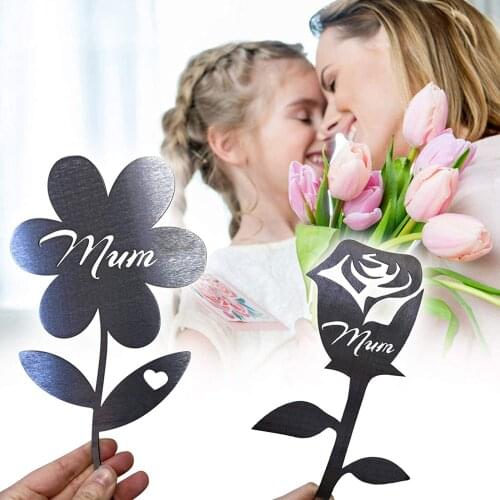 4 Styles Mothers Day Sculpture Gift Flower/Rose/Heart Shape Decorative Carve Bookmark Artificial Decors for Mom