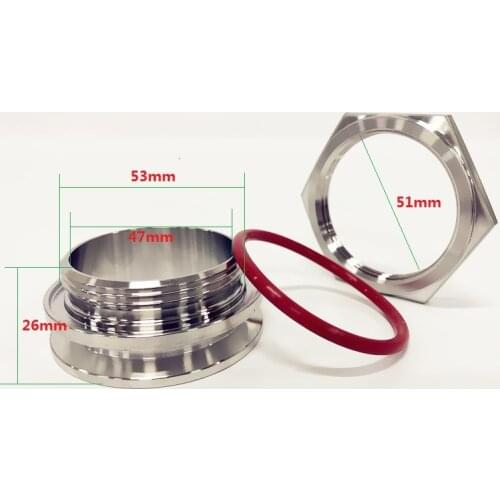 Weldless Bulkehad 2" OD64 * 53mm External Thread With Silicone Gasket And Nut For Homebrew Waterkoker Schot SS304