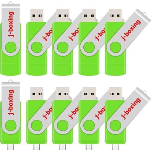 J-boxing 10PCS OTG 32GB USB Flash Pendrive Dual Port 32gb Micro USB Stick Flash Drives Metal Rotating for Huawei Samsung Xiaomi