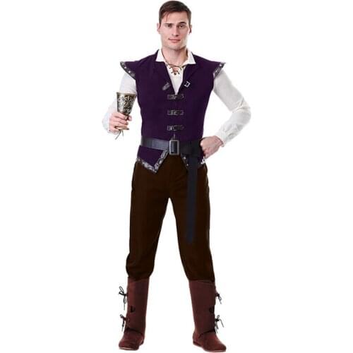 Medieval Vintage Man Shirt Renaissance Middle Age Printed Performance Costumes Mens Retro Knight Viking Cosplay Halloween Dress