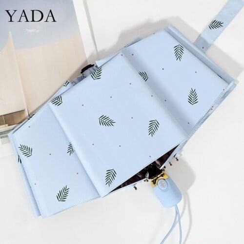 YADA 2020 Ins New Cartoon Leaf Grass Pattern Automatic Umbrella Rain UV Umbrella For Women Man Windproof Auto Umbrellas YS200224