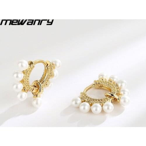 MEWANRY Prevent Allergy 925 Sterling Silver Earrings for Women New Trendy Elegant Simple Pearls Tassel Bride Jewelry Lover Gifts