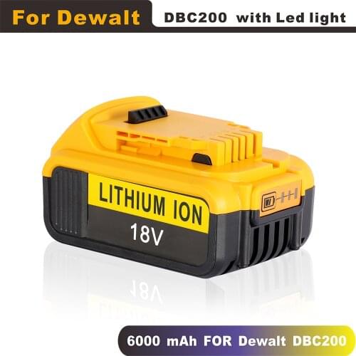 18/20V 6000mAh For DeWalt DCB200 MAX Rechargeable Power Tools Battery Replacement DCB181 DCB182 DCB204 DCB101 DCF885 DCF887