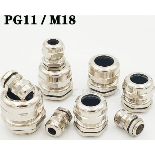 3pcs PG11 M18 Waterproof Cable Glands Nickel Brass Metal IP68 Wire Connector Wire Glands for 5.0-10mm Metal cable Connector