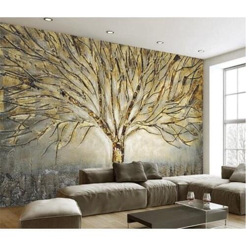 Custom 3D Wall Murals Wallpaper Modern Fashion Abstract Art Relief Oil Painting Tree Living Room TV Background Mural Wall Paper
