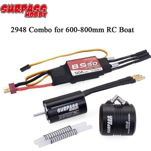 4 Poles 2948 3000KV 3450KV sensorless brushless Motor w/ Water Cooling Jacket & 50A Brushless ESC for RC Boat RC Accessories