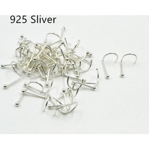 50pcs Nose Stud Screw 925 Sliver Nose Cartilage Ring Stud Nose Stud 22GX7X1.5mm