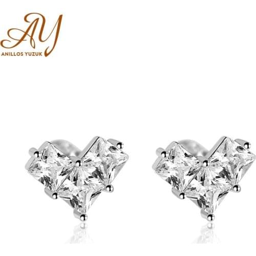 Anillos Yuzuk Top Quality Heart Created Moissanite Women Stud Earrings 925 Sterling Silver Earrings Fine Jewelry Wedding Gifts