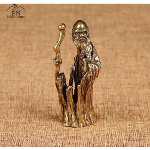 Antique Bronze Dharma Ancestor Figures Smal Ornaments Copper Bodhidharma Buddha Miniatures Statue Living Room Desk Decorations