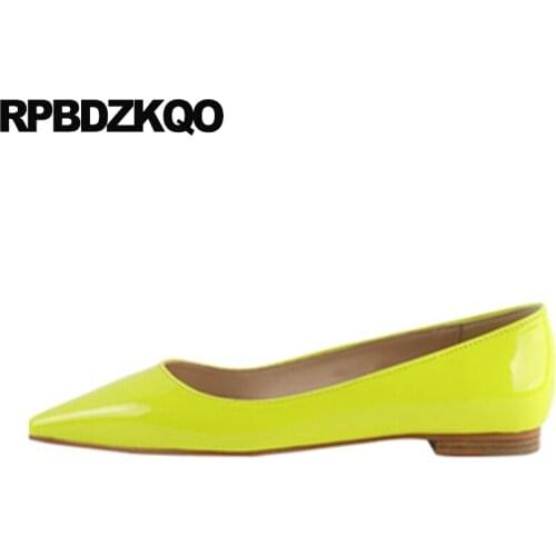 Glitter ladies 2019 gray grey flats large size yellow slip on patent leather pointed toe women work plain designer shoes china