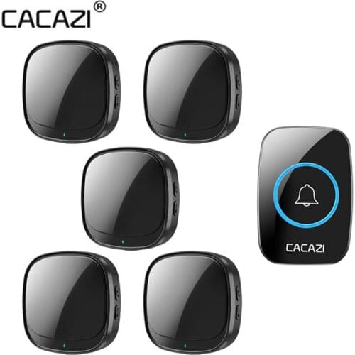 CACAZI 110db USB doorbell Home Wireless Doorbell Waterproof Touch Button LED Light 300M Range Cordless Door Calling Bell 2021