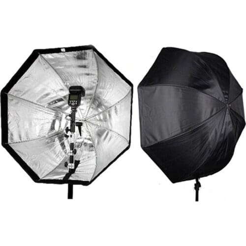 Flash Bracket Hot Shoe Holder + Portable 80cm Octagon Softbox Umbrella Reflector For Photegrapy Studio Speedlite