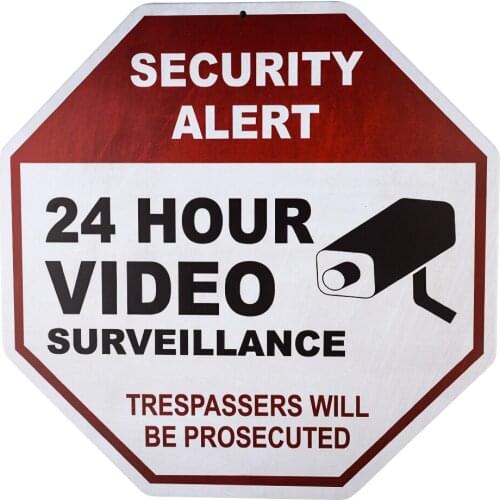 DL-Security Alert - 24 Hour Video Surveillance - Trespassers Will Be Prosecuted Metal plaque Sign