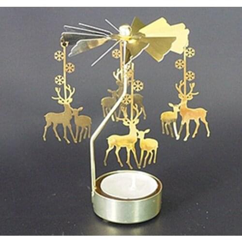 Home Decor Hot Spinning Rotary Metal Carousel Tea Light Candle Holder Stand Light Xmas Gift candelabros decorativos 19NOV28