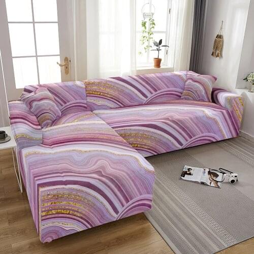 Elastic L Shaped Corner Sofa Cover 3D Marble Sofa Covers For Living Room Stretch Polyester Sectional Sofa Slipcover Couch Cover