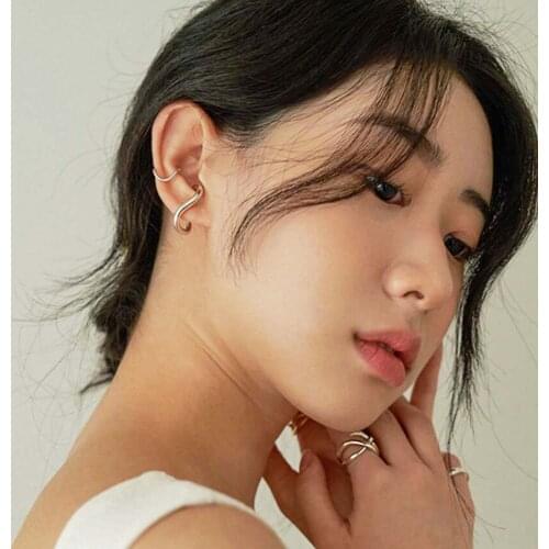 French Fashion Gold Silver Color Metal Ear Clip Geometric Irregular Ear Cuff Earrings for Women Trendy Jewelry