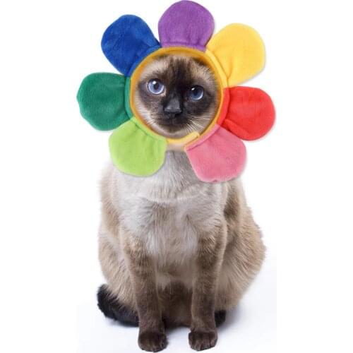 Pet Cat Sun Flower Hat Teddy Dress Up Flower Headgear Cats Headgear Pet Supplies Sun Flower Decoration Headgear for Cats