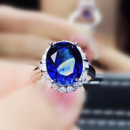 Blue sapphire ring Per jewelry 10*12mm 6ct gemstone 925 sterling silver Fine jewelry J212035