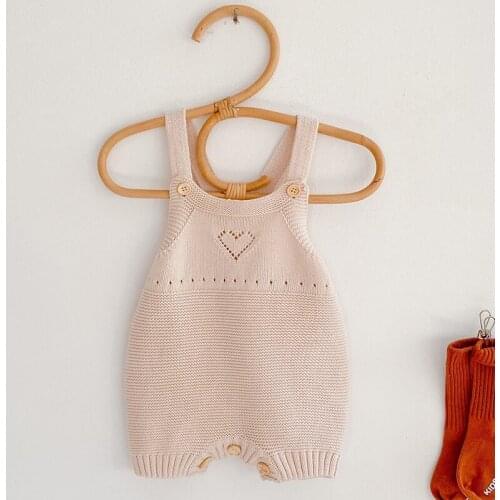 Baby Clothes Boys Girls Romper Autumn Loving Heart Hollow Out Baby Boy Girl Knit Braces Rompers Baby Jumpsuit Baby Clothes