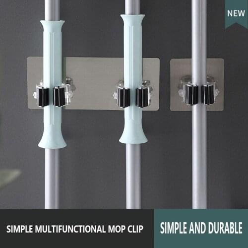 Adhesive Multi-Purpose Hooks on Wall Mounted Mop Organizer Holder RackBrush Broom Hanger Hook Kitchen Bathroom Strong Hooks