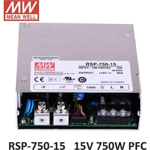 Meanwell RSP-750-15 PFC laboratory power supply 15V 50A 750W Switching Power Supply Driver for LED Strip AC 90-264V to DC 15V
