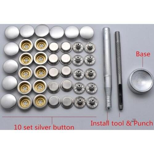10set Brass Snap Fastener 501 With Press Button Stud Tool set for overcoat Leathercraft press button stud button