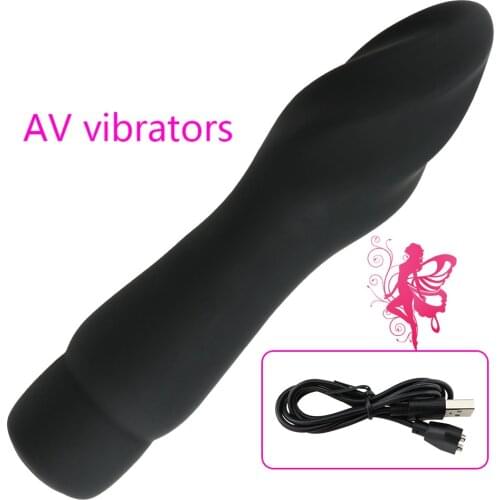 Mini vibrator 10 times speed silicone G spot AV stick waterproof adult sex toy woman USB penis vibrator black female adult wand