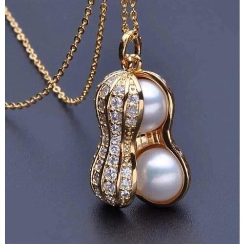 Fashion Creative Korean Version Of Imitation Freshwater Pearl Peanut Pendant Necklace Valentines Day Gift Necklace