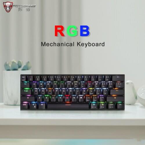 Motospeed CK61 Mini Wired 61 Key Gaming Mechanical Keyboard RGB Backlit Red Blue switch For Computer Russian Phone Laptop PC