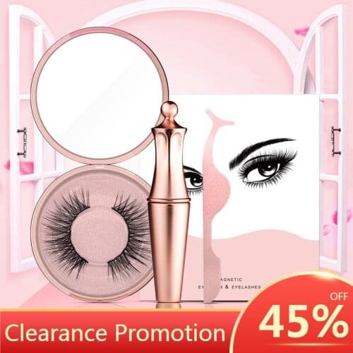 Magnetic Eyeliner Eyelashes Set Natural Thick Handmade No Glue Prevent Allergy Magnetic Fake Eyelashes With Eyelashes Applicator