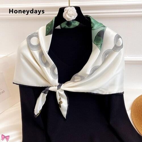 New Square Silk Scarf Women Neckerchief Designer Print Chiffon Hijab Sunscreen Beach Towel Casual Decorative Scarfs Holiday Gift