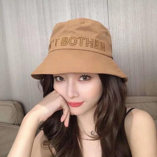 Casual Embroidery Letter Bucket Hat Hip Hop Outdoor Summer Travel Hat Vacation DON'T BOTHER Women Sun Panama Fisherman Cap