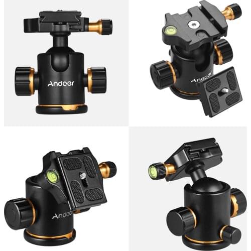 Andoer Aluminium Alloy Panoramic Tripod Ball Head Ballhead Mount Adapter 360° Rotating with Quick Release Plate 3kg/6.6lbs Load