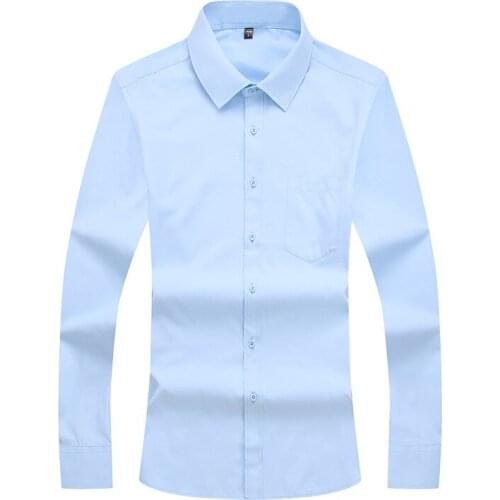 Spring and Autumn Black White Shirts Men Long Sleeve Slim Fit 4XL 5XL Business Work Professional Formal Dress Shirts with Pocket