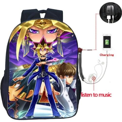 Men Women Boys Girls Yu-Gi-Oh backpack USB Charge Rucksack Beautiful Teens Laptop Backpack Fashion Student School Bag