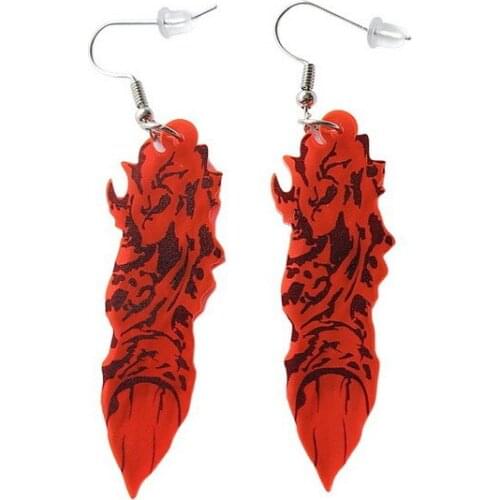 Motifs Cartoon Anime Red Geometric Pendant Earrings for Women Halloween Red Transparent Harajuku Aesthetic Dark Woman Earring