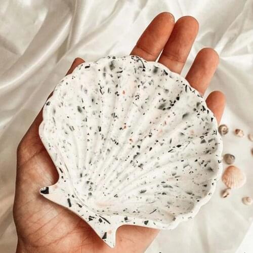 Concrete Silicone Mold Shell Shape Creative Design Jewelry Storage Scallop Glue Tray Mold Clay Mould